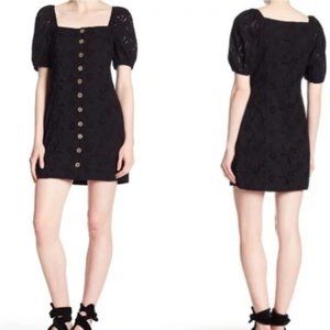 Free People Eyelet Lace Puff Sleeve Button Front Daniella Dress